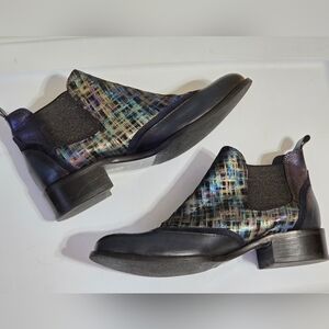 🌈 Unity in Diversity Navy Metallic Rainbow Chelsea Ankle Boots Sz 10 Pride lgbt